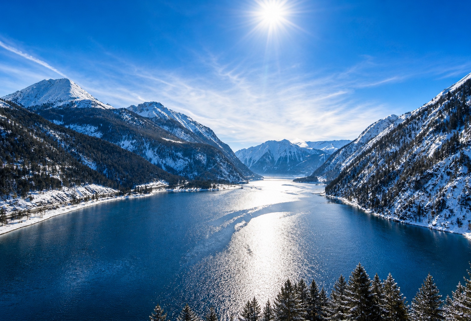 Winter view over Lake Achensee